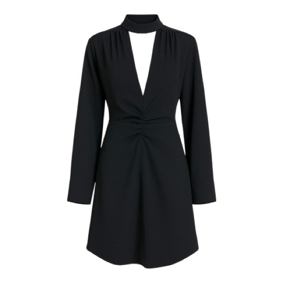 Zara Dresses & Skirts - 🖤 ZARA Black Choker Neck Long Sleeve Mini Dress – Size L| Sleek & Sexy
